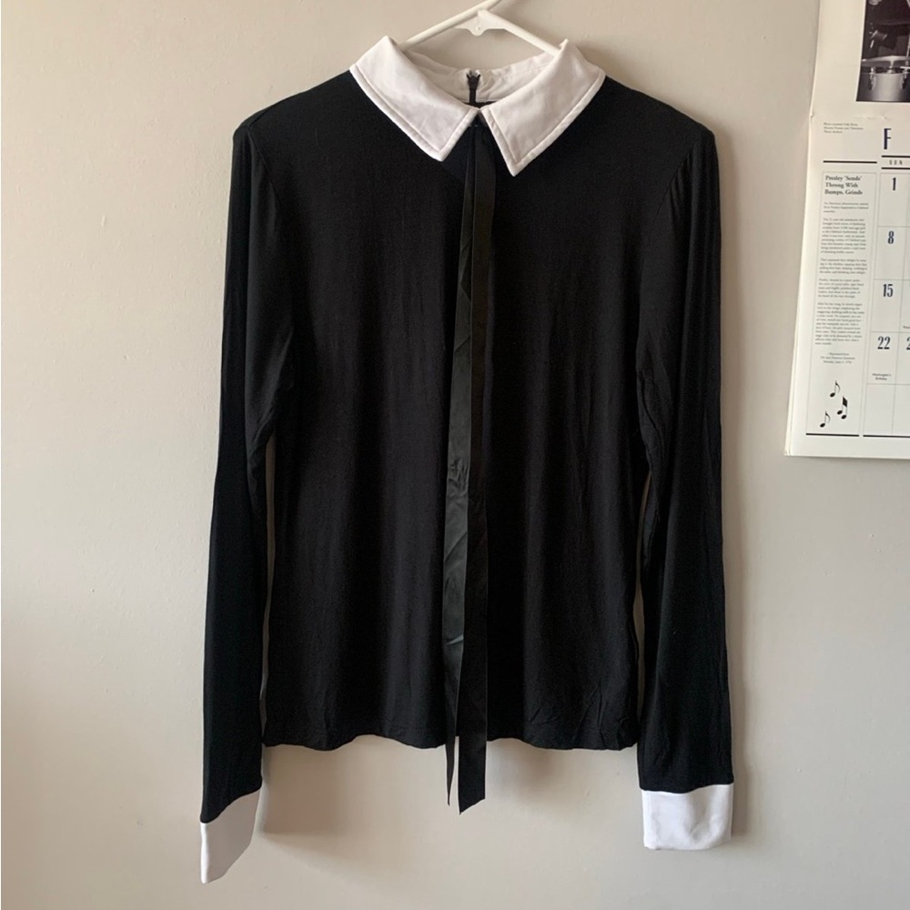 Killstar long sleeve white collar top